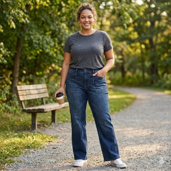 Nicole Miller New York Denim - Nicole Miller New York Nomad Super High Rise Wide Leg Jeans Dark Wash Size 14